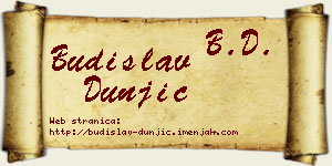 Budislav Dunjić vizit kartica
